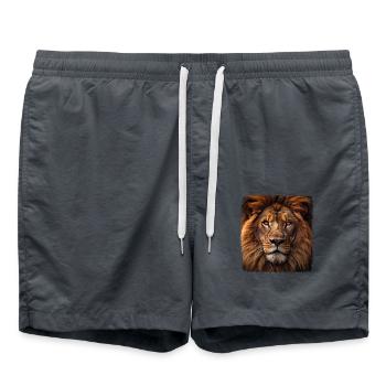 Löwen realistic Löwe - Badeshorts - Anthrazit - Vorne - AI Model Male 185 light (185cm)