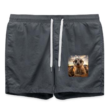 Meerkat realistic Erdmännchen - Swim Trunks - anthracite - Front - AI Model Male 185 light (185cm)