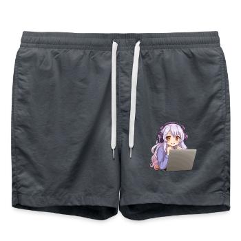 Kawaii Girl Anime and Gaming Anime Lover - Swim Trunks - anthracite - Front - AI Model Male 185 light (185cm)