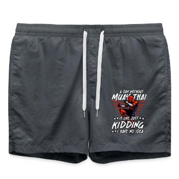 A day without Muay Thai is like just kidding I - Swim Trunks - anthracite - Front - AI Model Male 185 light (185cm)