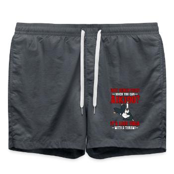 Why bench press when you can Aikido? - Swim Trunks - anthracite - Front - AI Model Male 185 light (185cm)