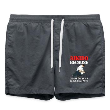 Aïkido parce que l’esquive du drame est un mouvement de ceinture noire - Short de bain - charbon - Devant - AI Model Male 185 light (185cm)