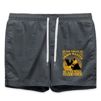 Fassen Sie niemals einen Aikido-Meister an, er kann erwachsene Männer machen - Badeshorts - Anthrazit - Vorne - AI Model Male 185 light (185cm)