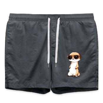 Meerkat with sunglasses Meerkat - Swim Trunks - anthracite - Front - AI Model Male 185 light (185cm)