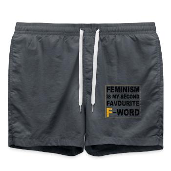 Le féminisme est mon deuxième mot préféré - Short de bain - charbon - Devant - AI Model Male 185 light (185cm)