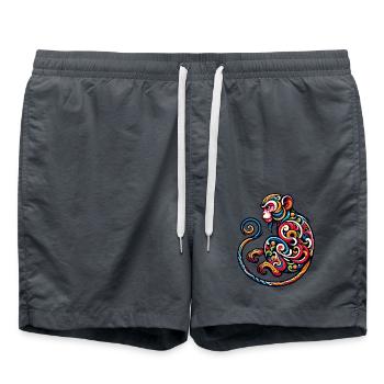 Elegant Monkey Chinese Zodiac Artistic - Swim Trunks - anthracite - Front - AI Model Male 185 light (185cm)