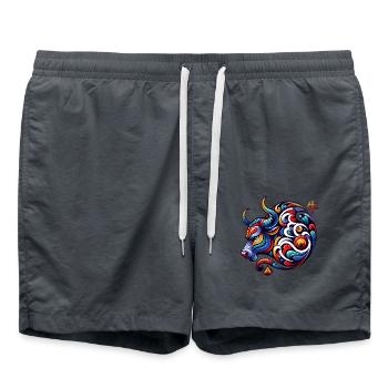 Chinese Zodiac Ox Astrological Sign Elegant - Swim Trunks - anthracite - Front - AI Model Male 185 light (185cm)
