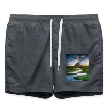 Abtei Mont Saint Michel, Frankreich - Badeshorts - Anthrazit - Vorne - AI Model Male 185 light (185cm)