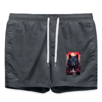 Spirit Wolf Fuchs Ästhetischer Japanischer Kitsune - Badeshorts - Anthrazit - Vorne - AI Model Male 185 light (185cm)