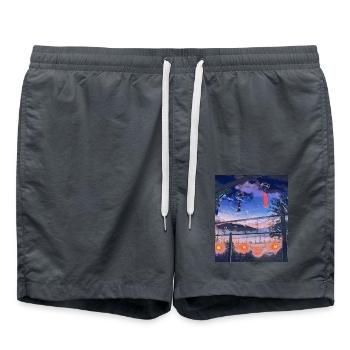 The Mountains of Japan - Swim Trunks - anthracite - Front - AI Model Male 185 light (185cm)