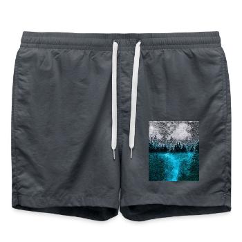 Tranquil Forest at Night - Swim Trunks - anthracite - Front - AI Model Male 185 light (185cm)