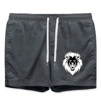 Roaring Lion Head Tattoo Style Elegant Mane - Swim Trunks - anthracite - Front - AI Model Male 185 light (185cm)