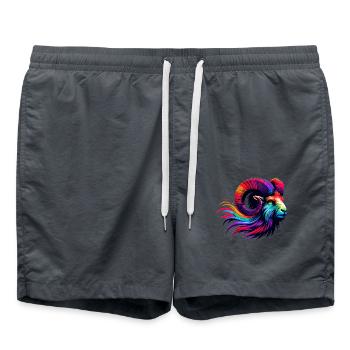 Widder Sternzeichen Lebendiges Regenbogen-Design - Badeshorts - Anthrazit - Vorne - AI Model Male 185 light (185cm)