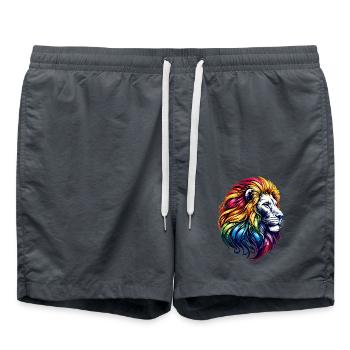 Löwe Tierkreiszeichen Lebendiges Regenbogen-Tiersymbol - Badeshorts - Anthrazit - Vorne - AI Model Male 185 light (185cm)