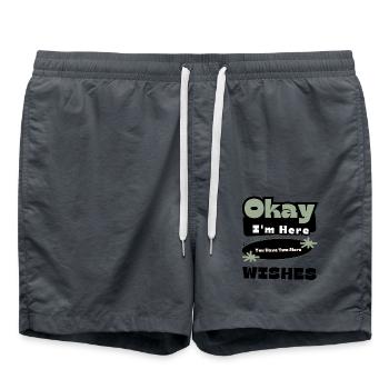 Okay I'm Here You Have Two More Wishes Cool Phrase - Swim Trunks - anthracite - Front - AI Model Male 185 light (185cm)
