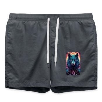 Spirit Wolf Fuchs Ästhetischer Japanischer Kitsune - Badeshorts - Anthrazit - Vorne - AI Model Male 185 light (185cm)