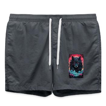 Spirit Wolf Fuchs Ästhetischer Japanischer Kitsune - Badeshorts - Anthrazit - Vorne - AI Model Male 185 light (185cm)