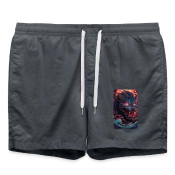 Spirit Wolf Fuchs Ästhetischer Japanischer Kitsune - Badeshorts - Anthrazit - Vorne - AI Model Male 185 light (185cm)