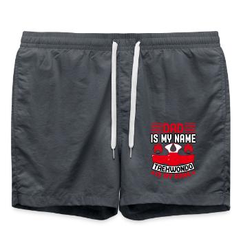 Papa ist mein Name Taekwondo ist mein Spiel - Badeshorts - Anthrazit - Vorne - AI Model Male 185 light (185cm)