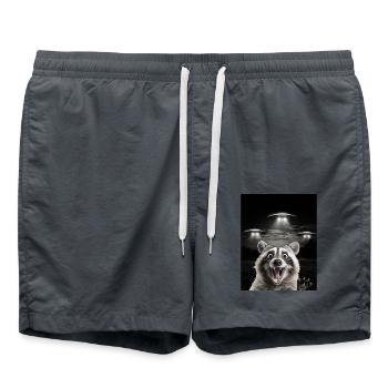 Lustiges Waschbären Selfie Vor UFOs Waschbär UFO - Badeshorts - Anthrazit - Vorne - AI Model Male 185 light (185cm)