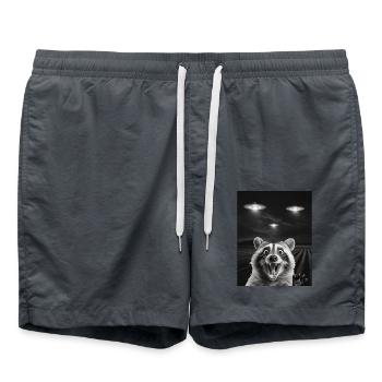 Lustiges Waschbären Selfie Vor UFOs Waschbär UFO - Badeshorts - Anthrazit - Vorne - AI Model Male 185 light (185cm)