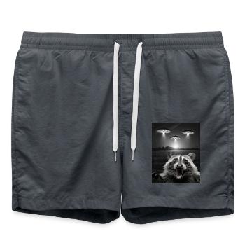Lustiges Waschbären Selfie Vor UFOs Waschbär UFO - Badeshorts - Anthrazit - Vorne - AI Model Male 185 light (185cm)