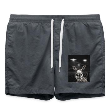 Funny ass selfie in front of UFOs Asses UFO - Swim Trunks - anthracite - Front - AI Model Male 185 light (185cm)