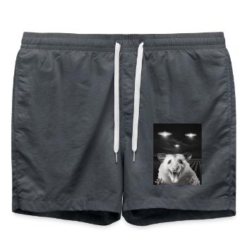 Funny possum selfie in front of UFOs Opossum UFO - Swim Trunks - anthracite - Front - AI Model Male 185 light (185cm)