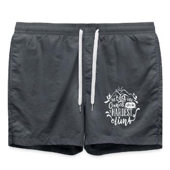 Die beste Aussicht hat man nach dem härtesten Aufstieg - Badeshorts - Anthrazit - Vorne - AI Model Male 185 light (185cm)