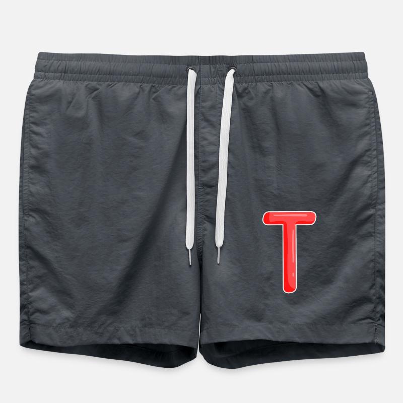Lettre T Lettre initiale - Short de bain - charbon