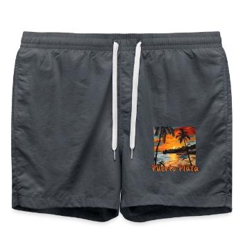 Puerto Plata Dominikanische Republik Urlaub Strand - Badeshorts - Anthrazit - Vorne - AI Model Male 185 light (185cm)
