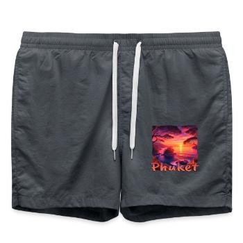 Phuket Thailand Sunset Grunge Design - Swim Trunks - anthracite - Front - AI Model Male 185 light (185cm)