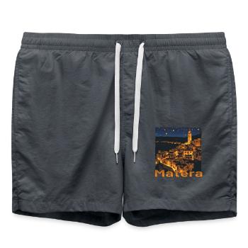 Matera, Italy, Sunset, Night, Starry Sky - Swim Trunks - anthracite - Front - AI Model Male 185 light (185cm)