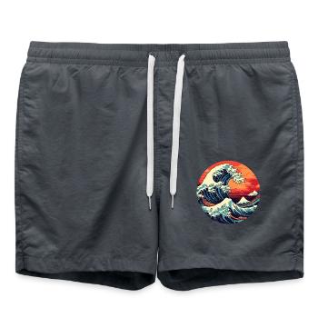 Große Welle La Grande Vague Kanagawa - Short de bain - charbon - Devant - AI Model Male 185 light (185cm)