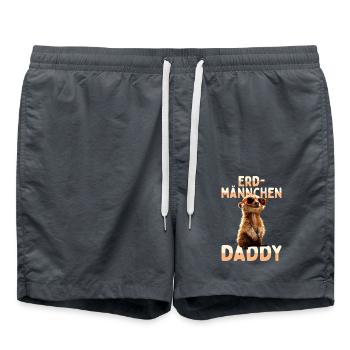 Erdmännchen Daddy Papa Dad Vatertag Vater Meerkat - Badeshorts - Anthrazit - Vorne - AI Model Male 185 light (185cm)