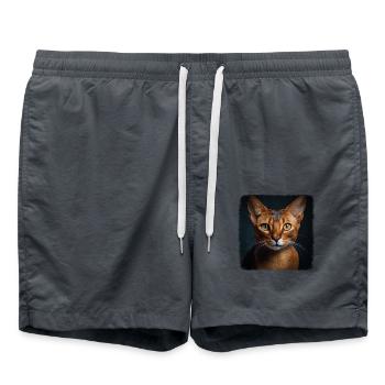 Chat d’Abyssinie Abessinierkatze - Short de bain - charbon - Devant - AI Model Male 185 light (185cm)