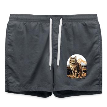 Cat Cats American Bobtail - Swim Trunks - anthracite - Front - AI Model Male 185 light (185cm)