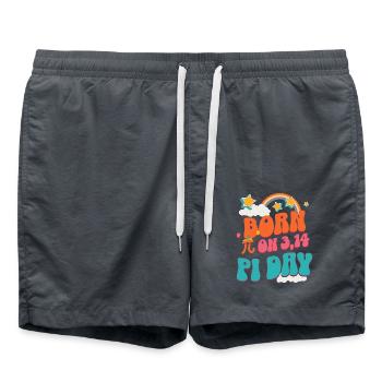 Born on 3.14 PI Day March 14th Happy Birthday - Swim Trunks - anthracite - Front - AI Model Male 185 light (185cm)