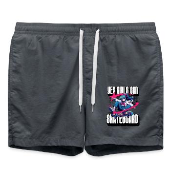 Yes Girls Can Skateboard Skateboarder Skater Femmes - Short de bain - charbon - Devant - AI Model Male 185 light (185cm)