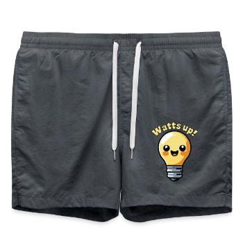 Watts Up Mignon Ampoule Électrique Dessin Animé Jeu De Mots - Short de bain - charbon - Devant - AI Model Male 185 light (185cm)