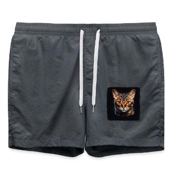 Chat du Bengale Bengalkatze - Short de bain - charbon - Devant - AI Model Male 185 light (185cm)