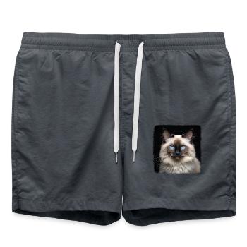 Chat de Birmanie Birma Katze - Short de bain - charbon - Devant - AI Model Male 185 light (185cm)