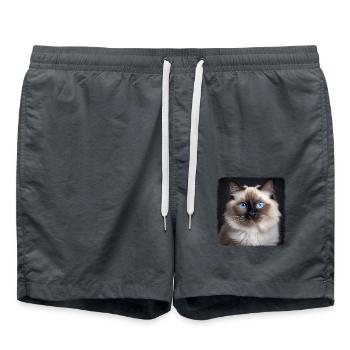 Chat de Birmanie Birma Katze - Short de bain - charbon - Devant - AI Model Male 185 light (185cm)