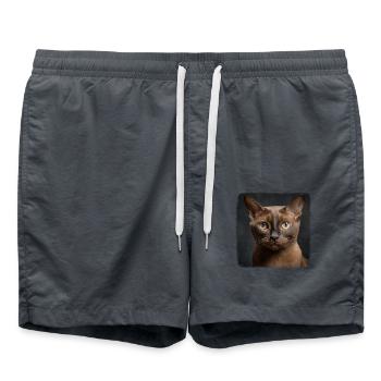 Chat birman Birmanie Katze - Short de bain - charbon - Devant - AI Model Male 185 light (185cm)