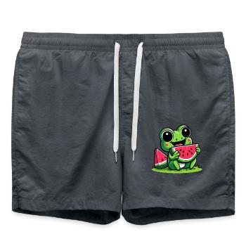 Grenouille kawaii à la pastèque - Short de bain - charbon - Devant - AI Model Male 185 light (185cm)