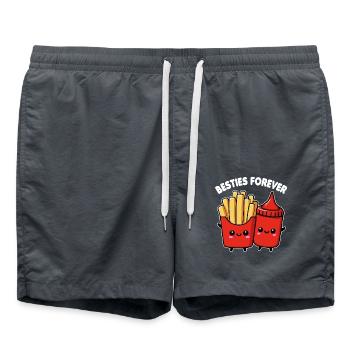 A cute besties ketchup and French Fries For Food - Swim Trunks - anthracite - Front - AI Model Male 185 light (185cm)