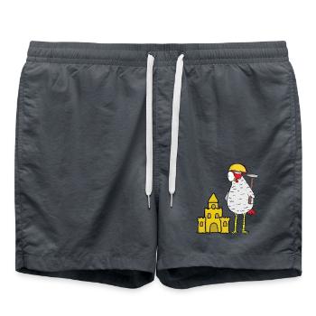 Handwerker Huhn Sandburg Baustelle bauen Bauherr - Badeshorts - Anthrazit - Vorne - AI Model Male 185 light (185cm)