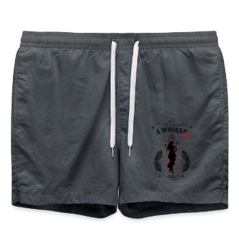 And one day, a woman! Black model. - Swim Trunks - anthracite - Front - AI Model Male 185 light (185cm)