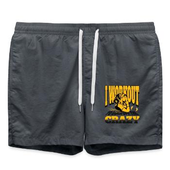 Ich trainiere, um das verrückte Motivationszitat zu verbrennen - Badeshorts - Anthrazit - Vorne - AI Model Male 185 light (185cm)