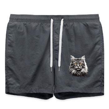 Norwegian Forest Cat Norwegische Waldkatze - Badeshorts - Anthrazit - Vorne - AI Model Male 185 light (185cm)